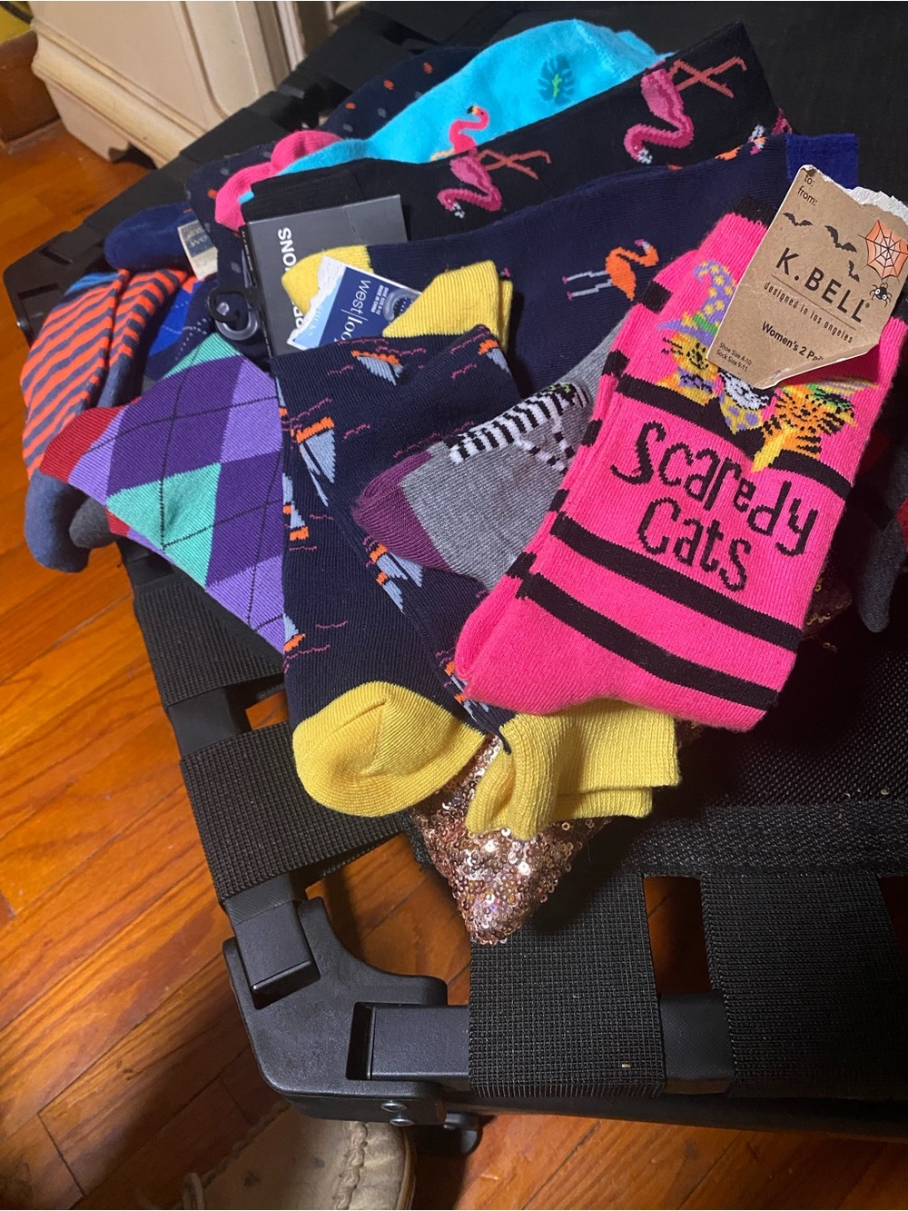 Sock bundle  12 assorted brands west loop Pink&Yellow Scaredy Cats Novelty Socks